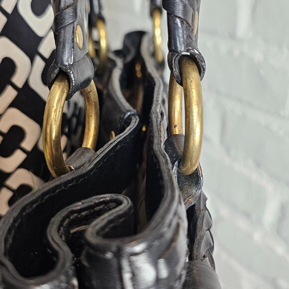 Coach Hamptons Leather Shoulder Bag Black Braided Strap Tassel Vintage - Picture 8 of 16